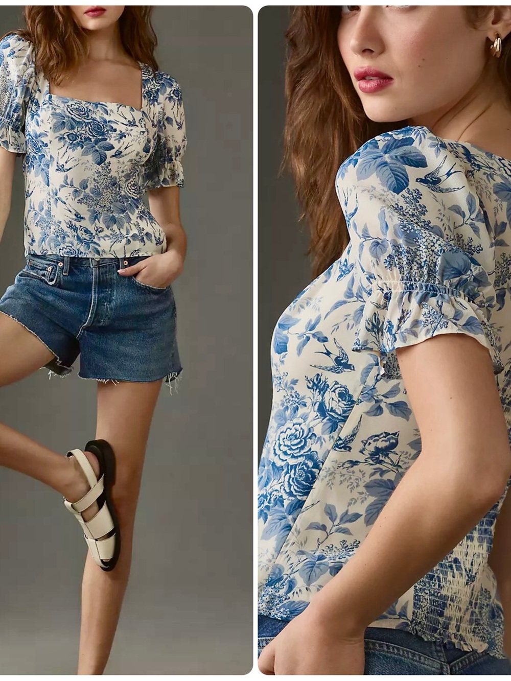 Reformation Constance Floral Print Puff Sleeve Top